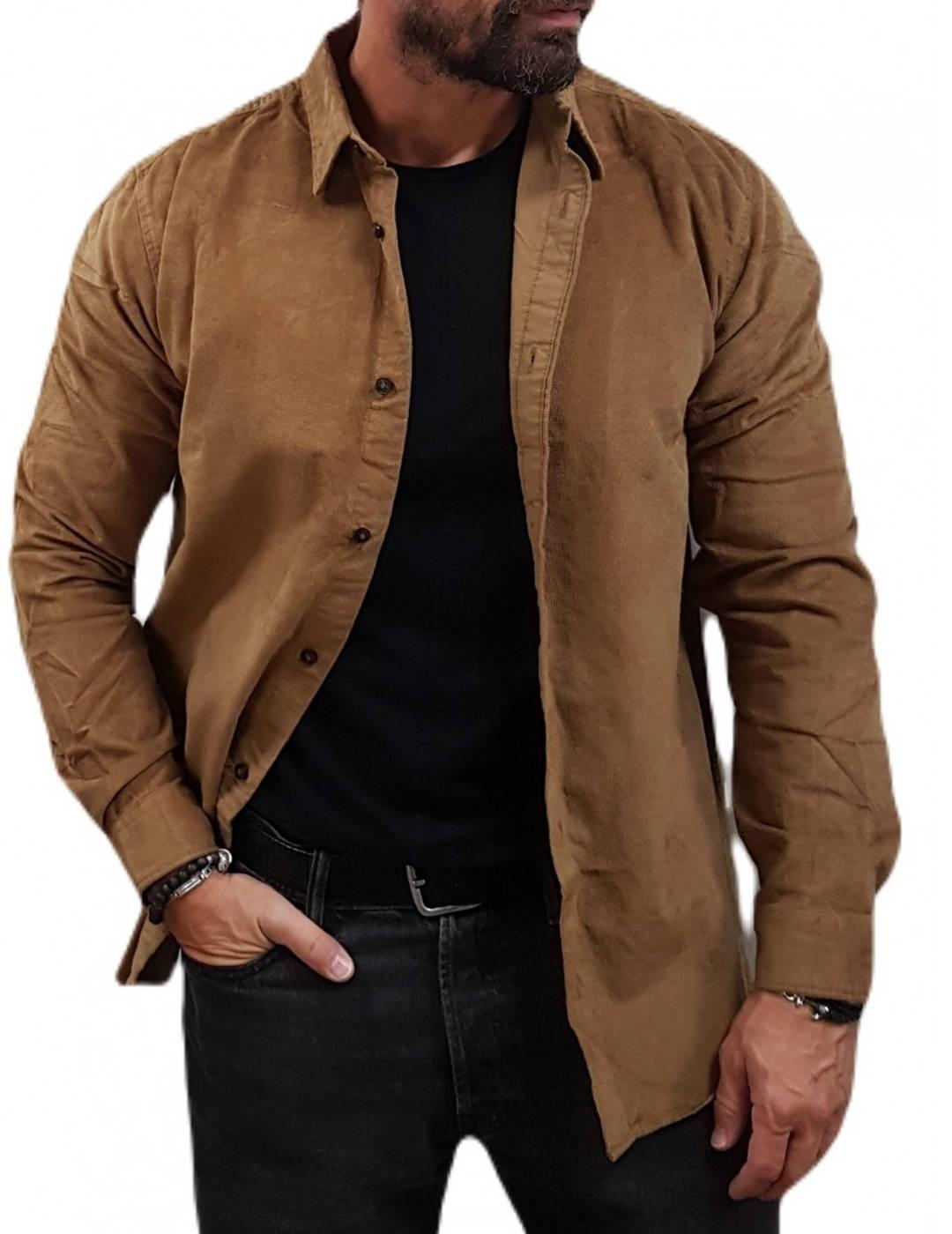 Camisa Jack Jones Plain micropana camel para hombre