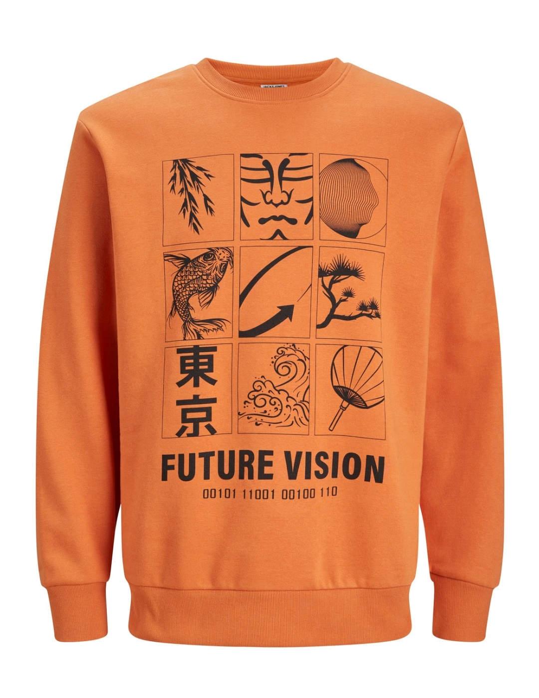 Sudadera Contour naranja sin capucha para hombre