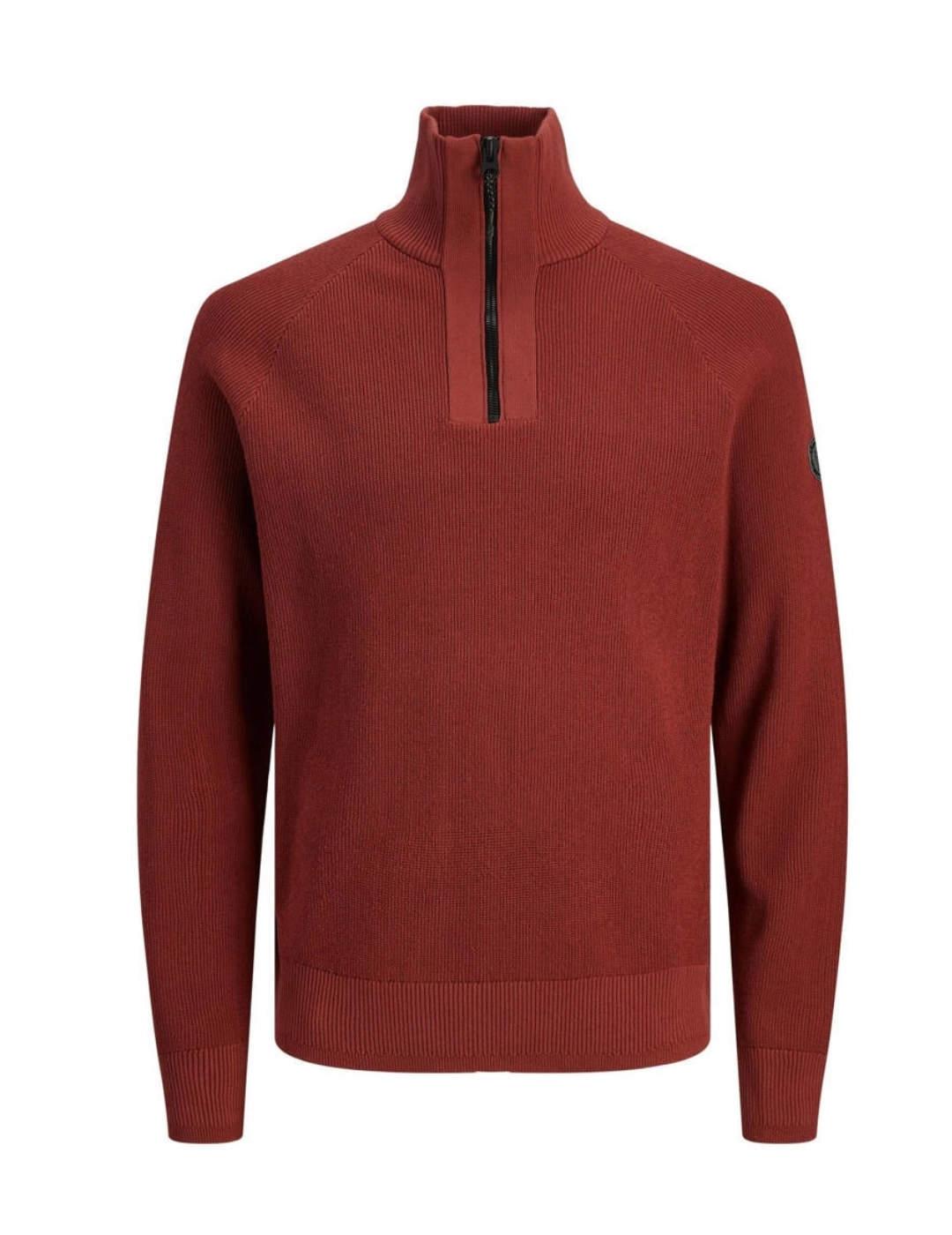 Jersey Jack&Jones Filo rojo de punto cuello subido de hombre