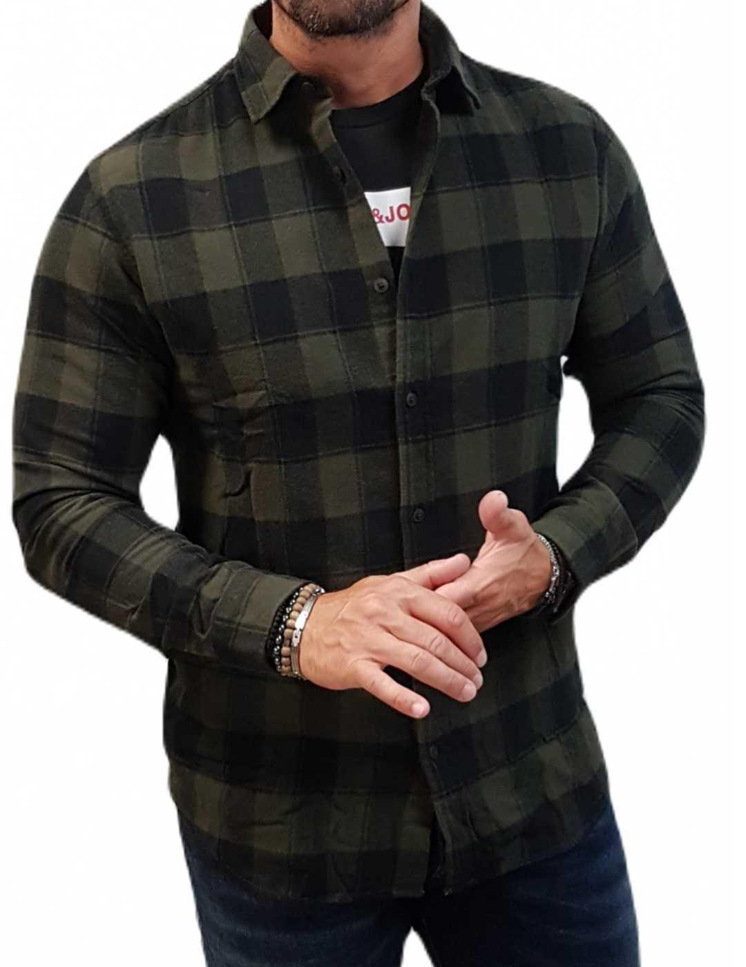 Camisa Jack&Jones Plain cuadro verde de hombre
