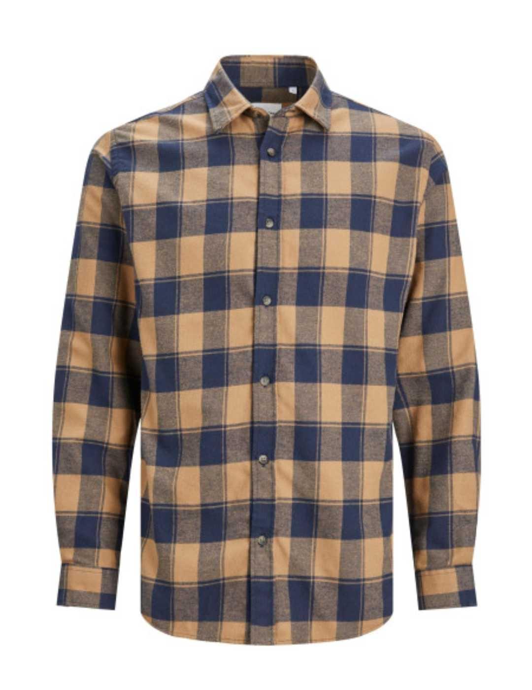 Camisa Jack&Jones Plain cuadro camel de hombre