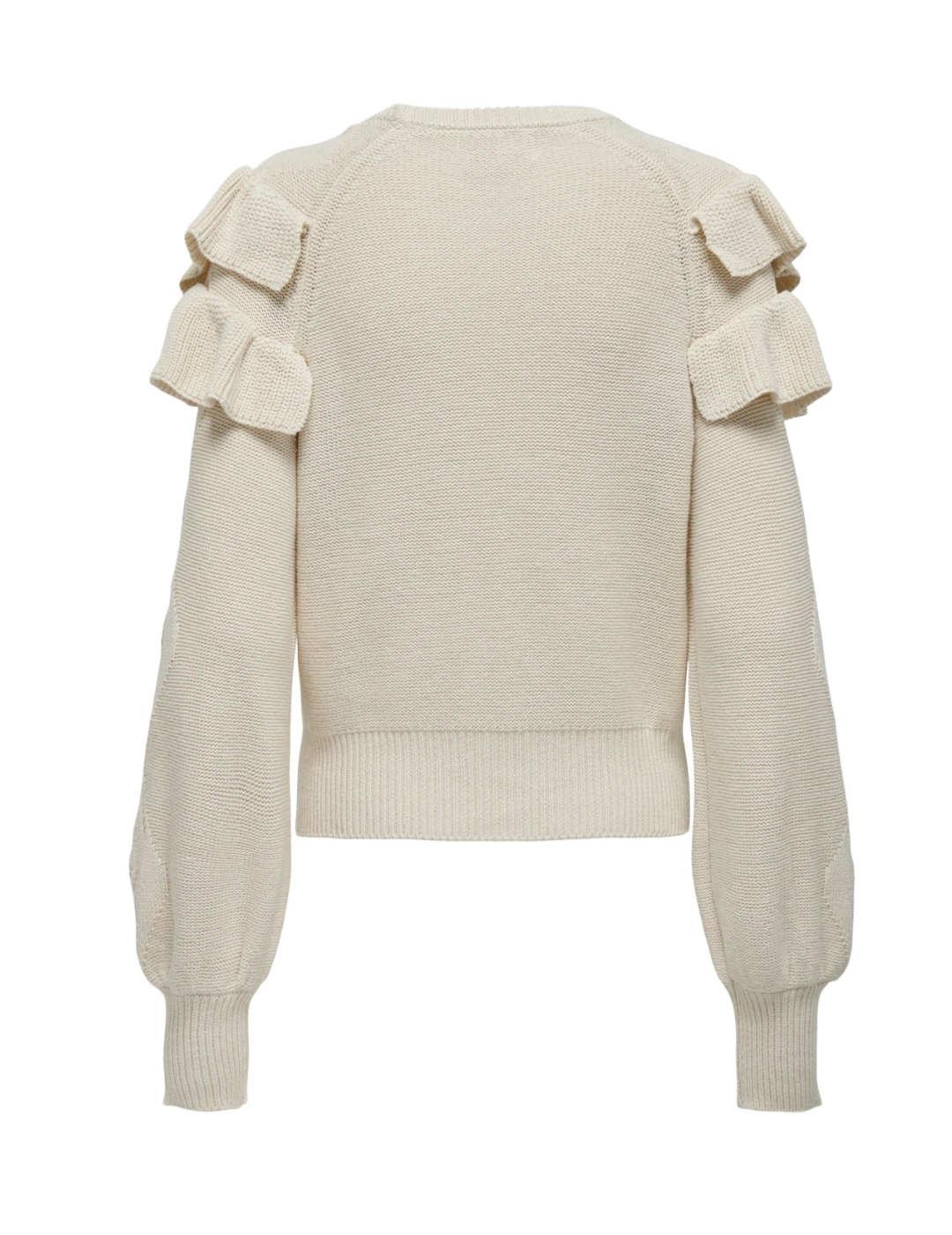 Jersey Only Rillo beige con volantes para mujer