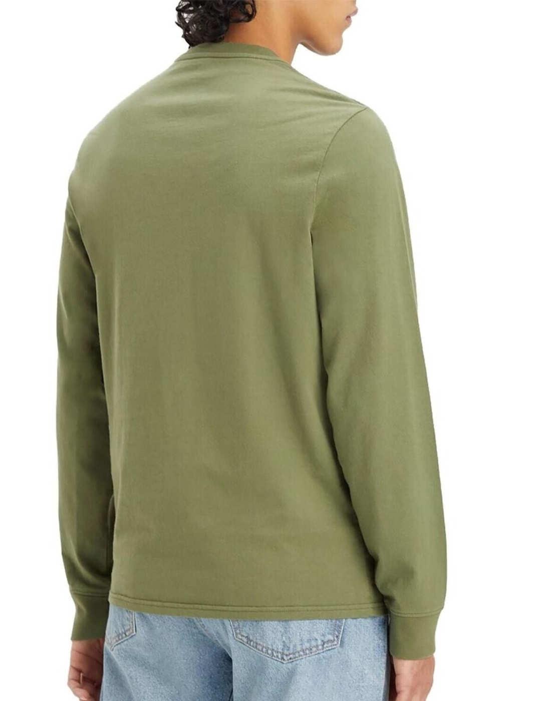 Camiseta Levi's verde de logo bordado manga larga de hombre
