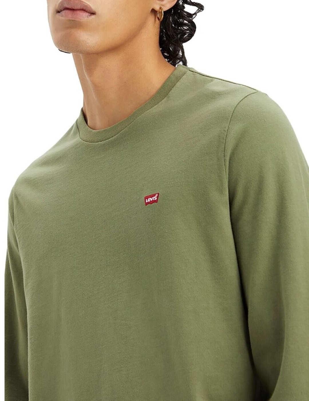 Camiseta Levi's verde de logo bordado manga larga de hombre