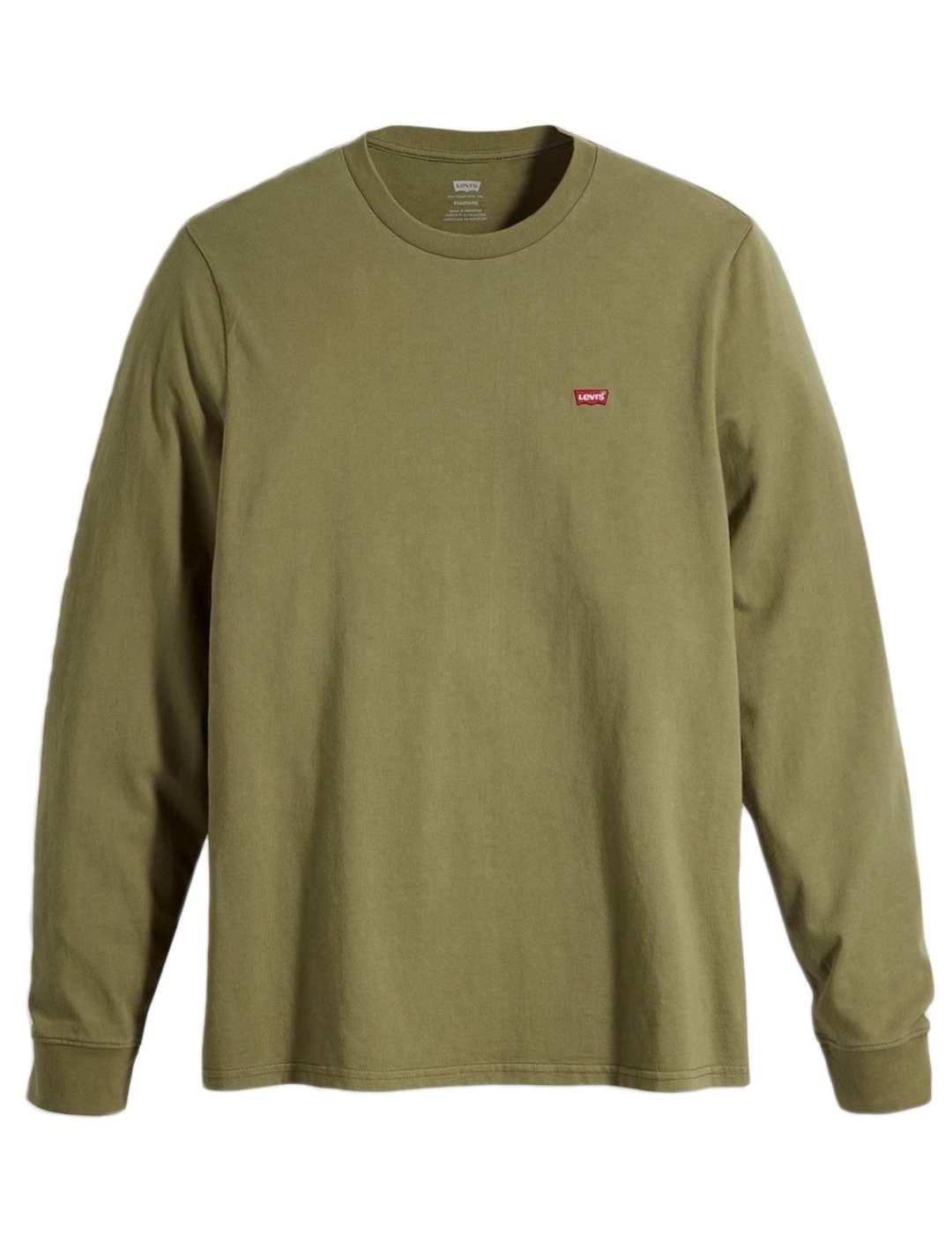 Camiseta Levi's verde de logo bordado manga larga de hombre