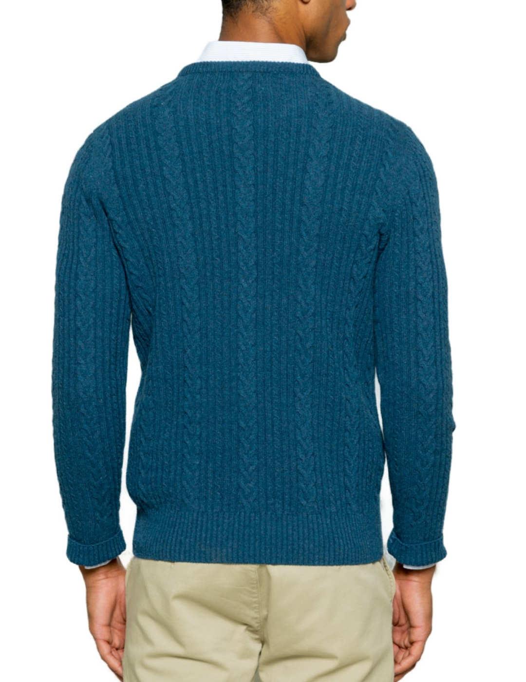 Jersey Scotta ochos azul verdoso de lana para hombre