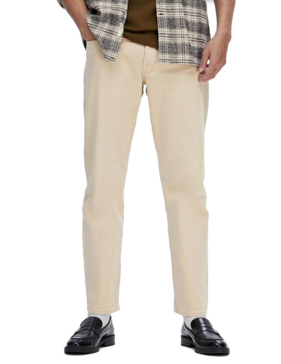 Pantalón vaquero Selected beige straight para hombre