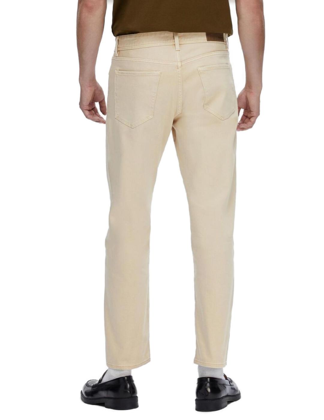 Pantalón vaquero Selected beige straight para hombre