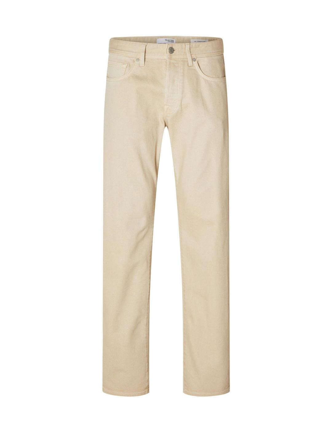 Pantalón vaquero Selected beige straight para hombre