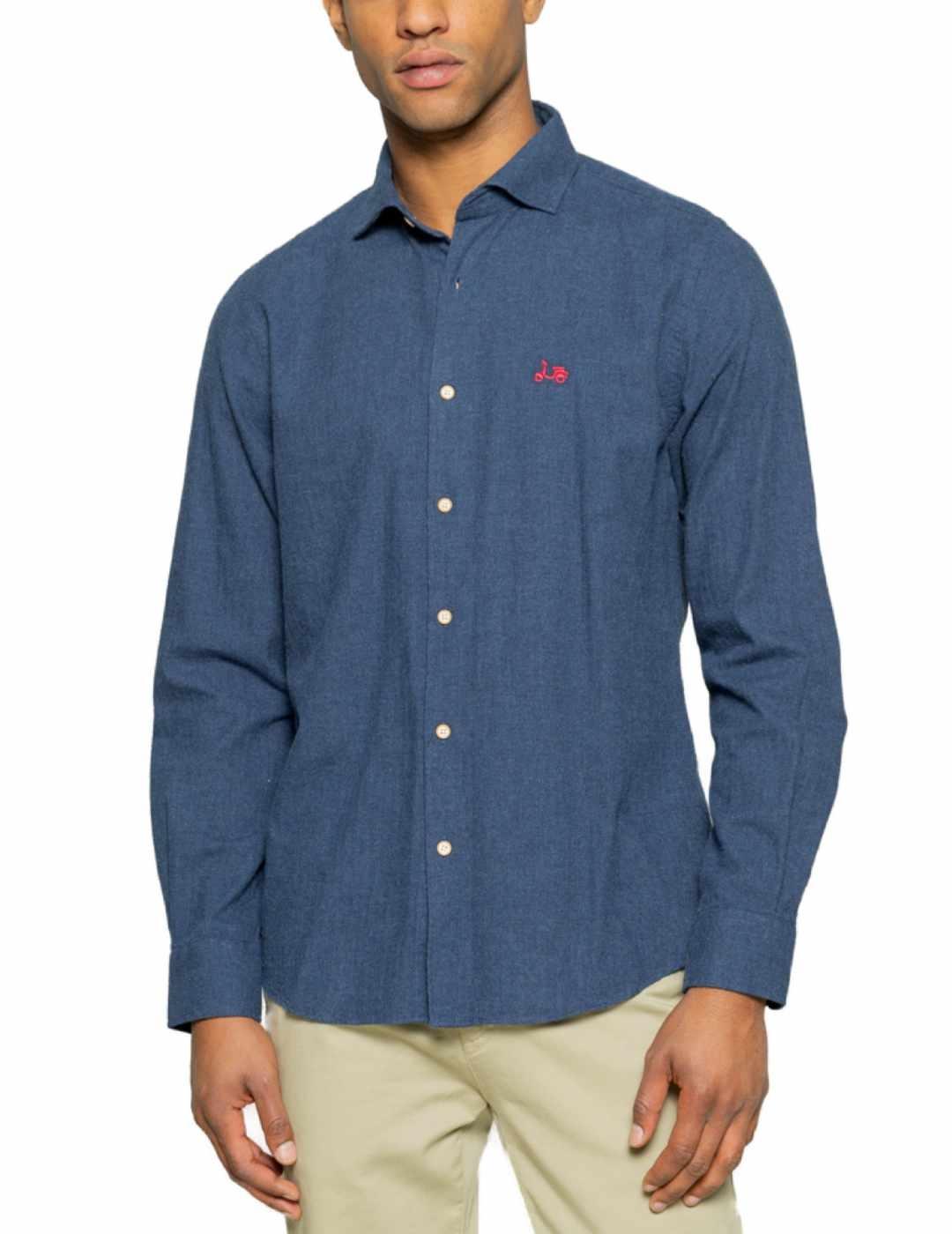 Camisa Scotta Melange azul marino jaspeado para hombre