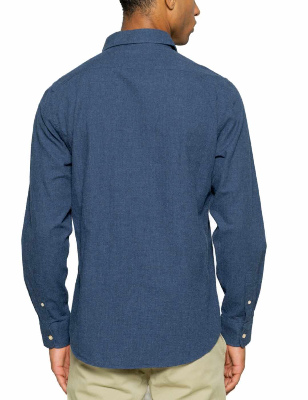 Camisa Scotta Melange azul marino jaspeado para hombre