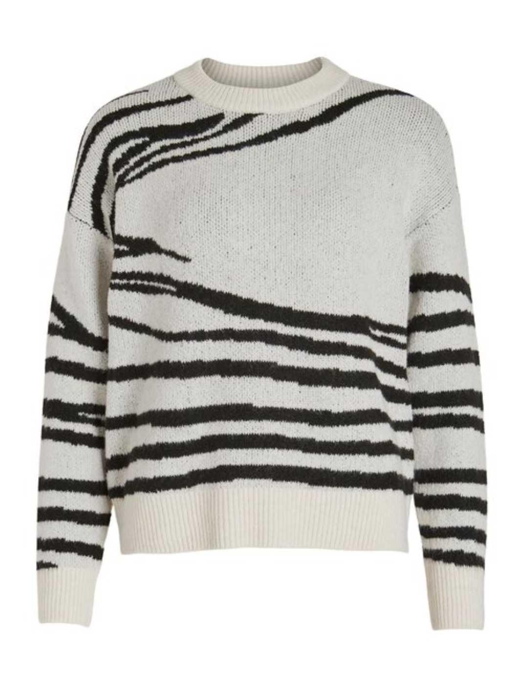 Jersey Vila Alira beige jaspeado estampado rayas para mujer