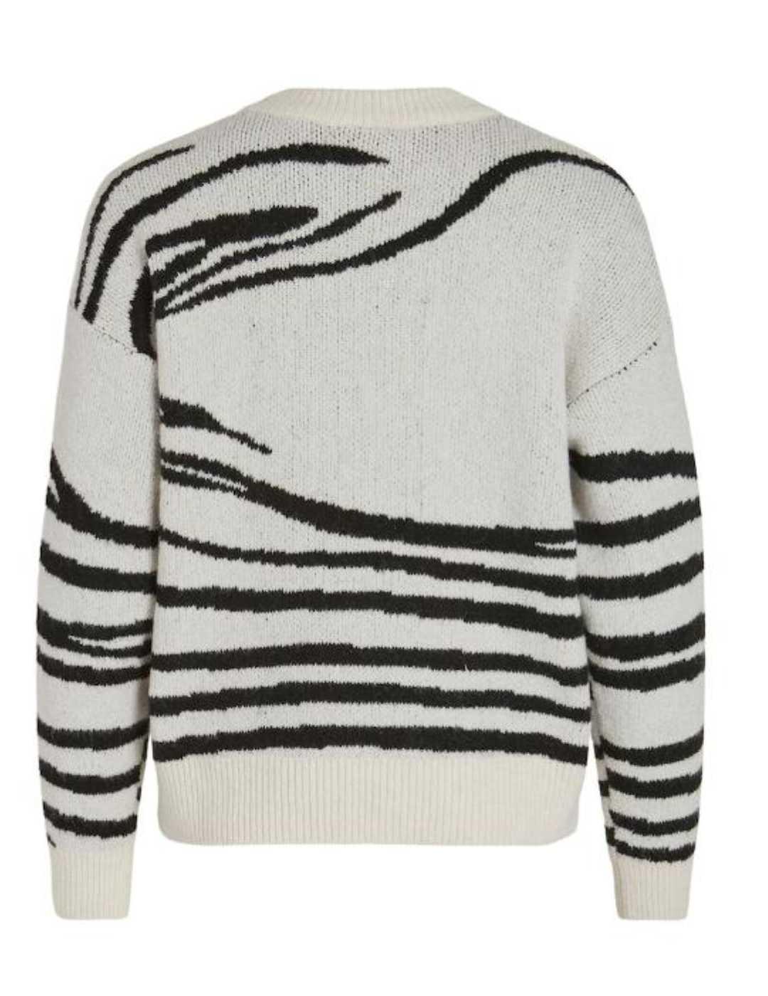 Jersey Vila Alira beige jaspeado estampado rayas para mujer