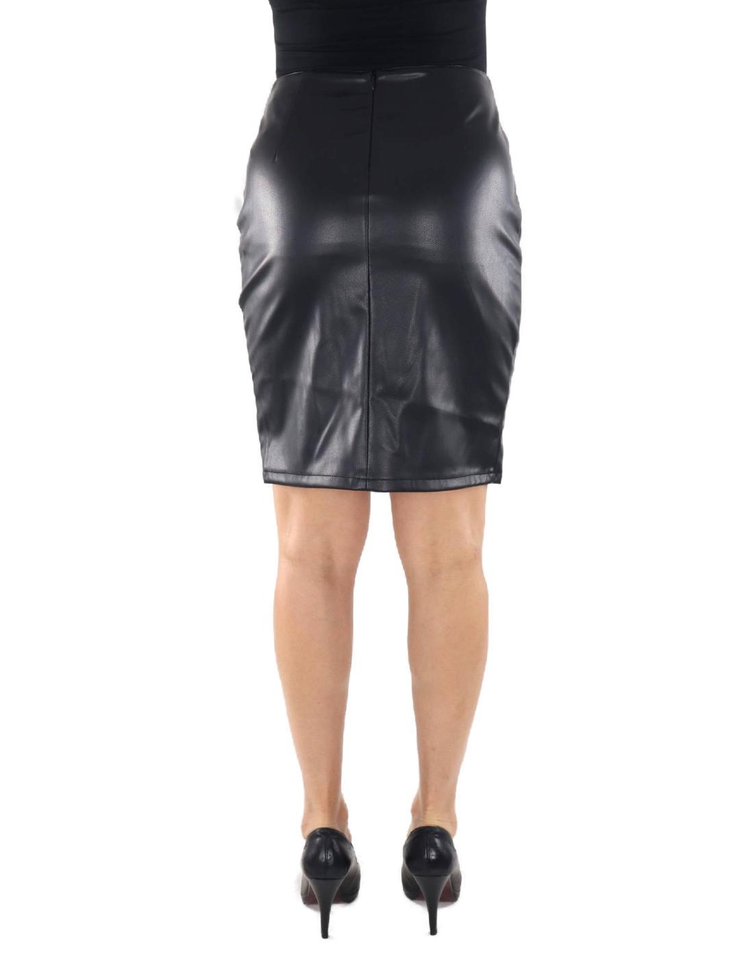 Falda Only Heidi midi negro de polipiel para mujer