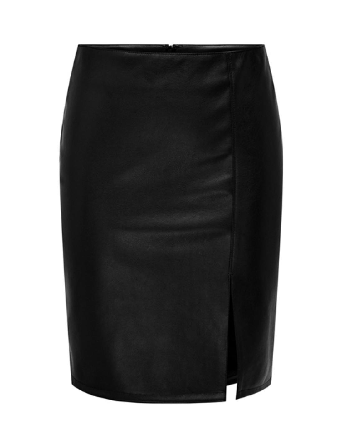 Falda Only Heidi midi negro de polipiel para mujer