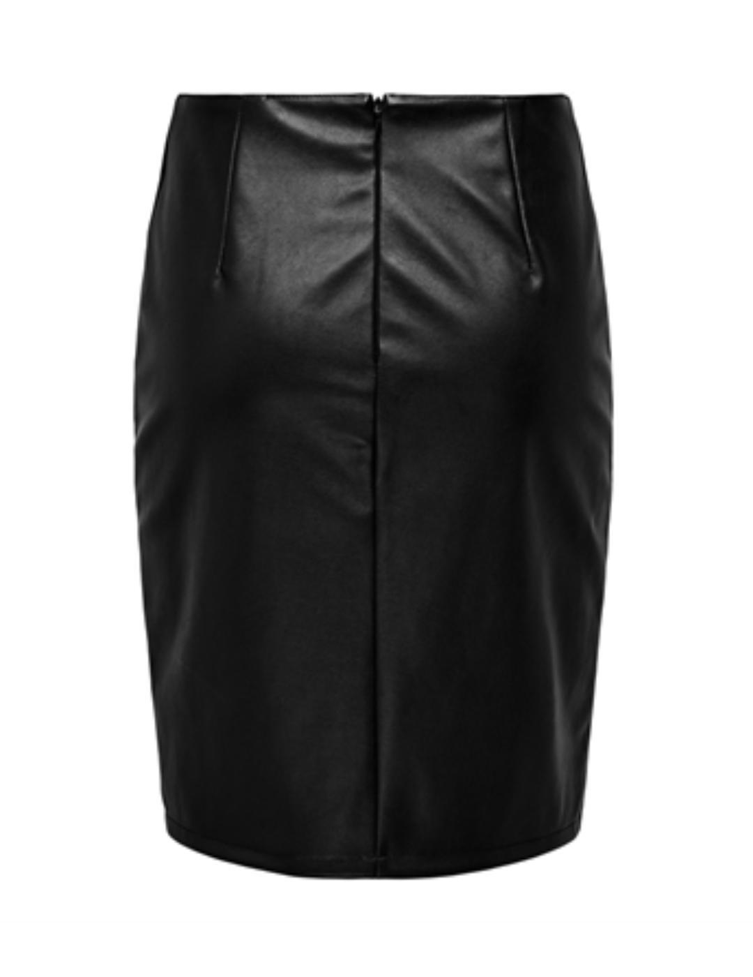 Falda Only Heidi midi negro de polipiel para mujer