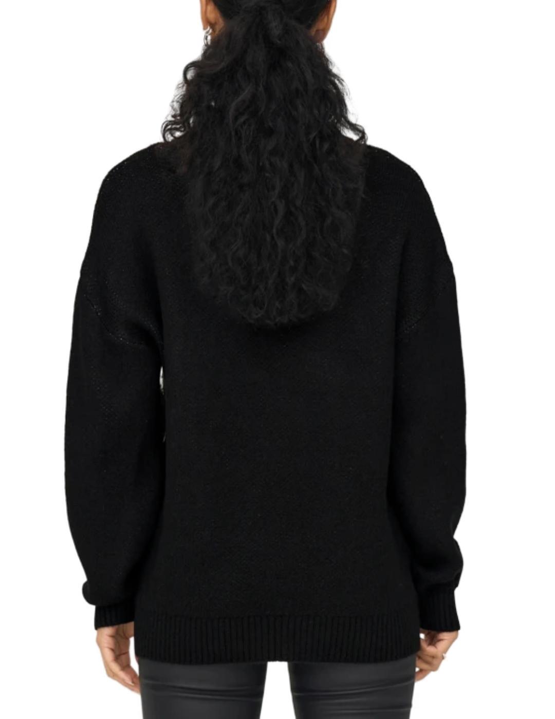 Jersey Only Viso negro bordado corte holgado para mujer