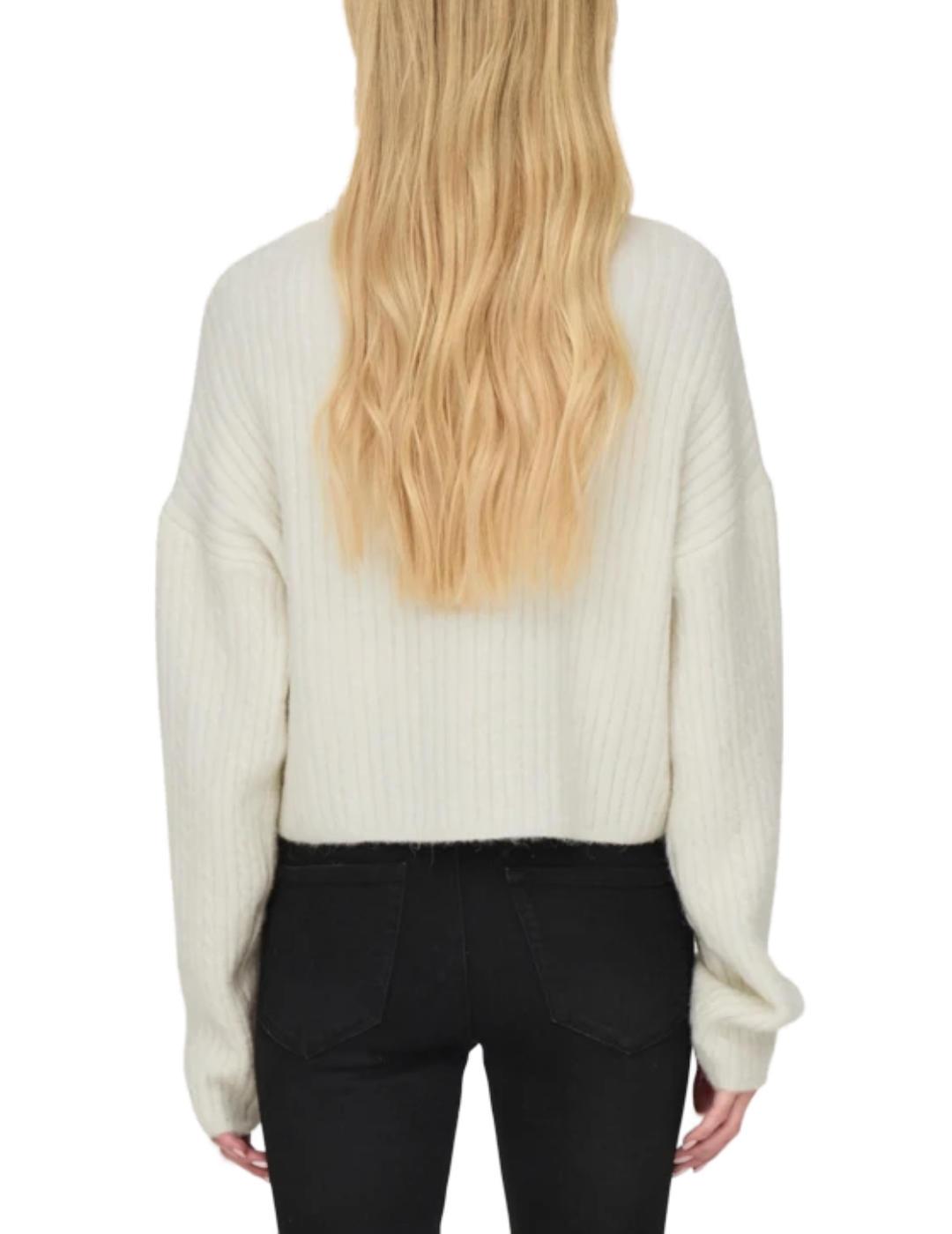Jersey Only Marilla beige con perlas hombros caídos de mujer