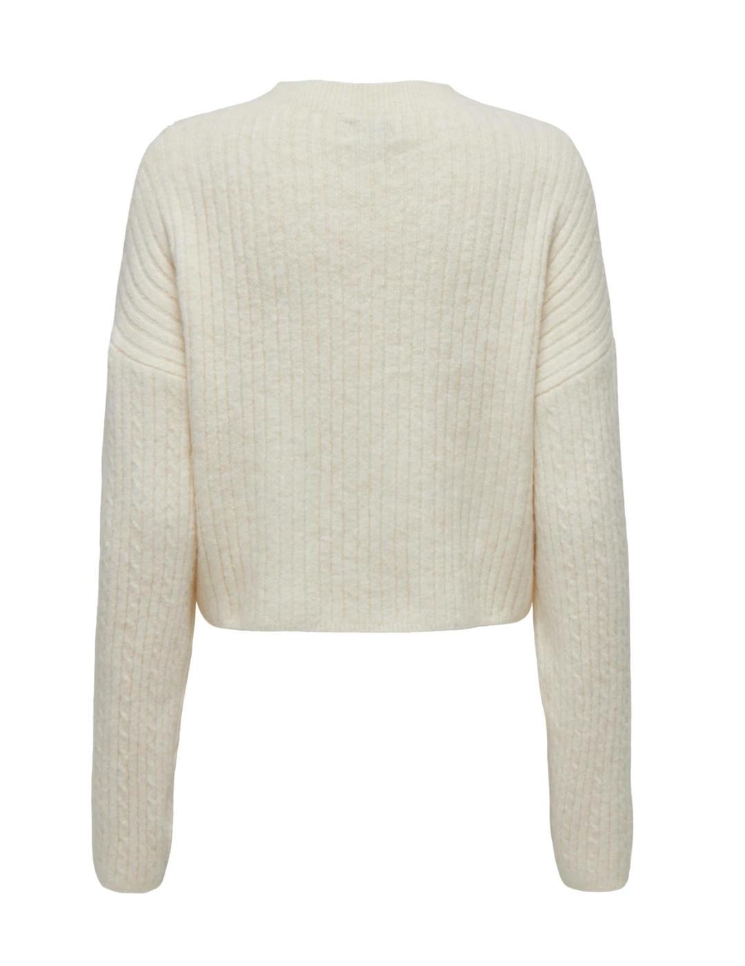 Jersey Only Marilla beige con perlas hombros caídos de mujer