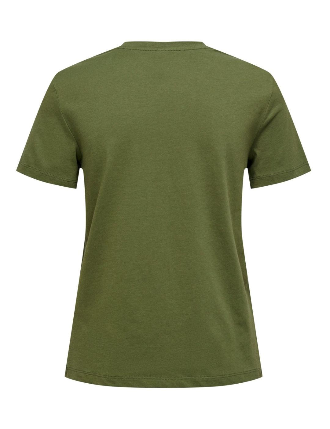 Camiseta Only Kita verde pluma manga corta de mujer
