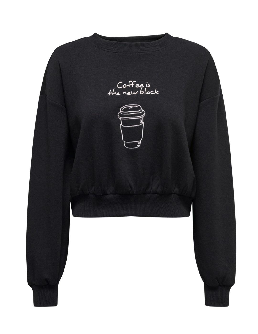 Sudadera Only Cate coffe negra sin capucha para mujer