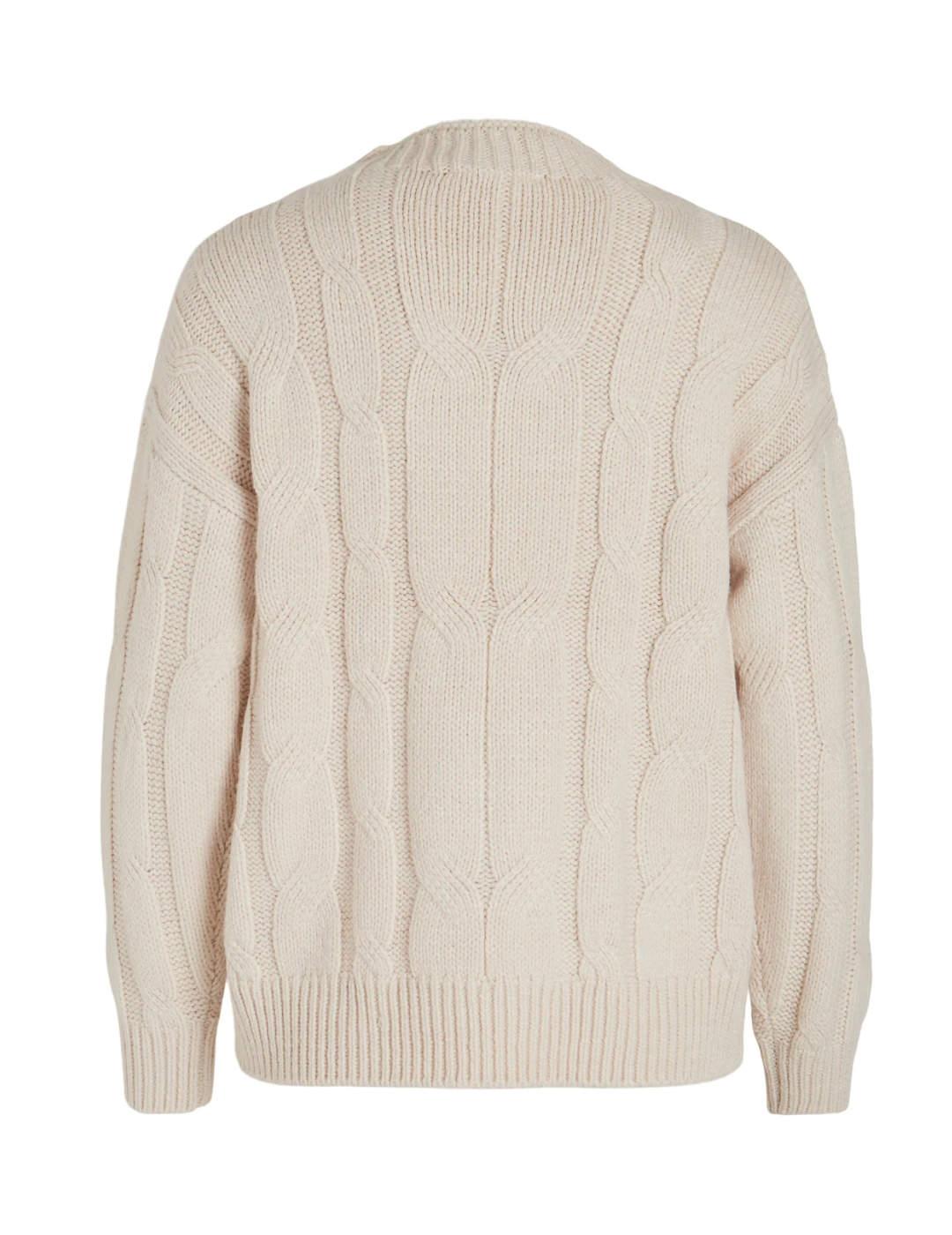 Jersey Vila Poline beige trenzado para mujer