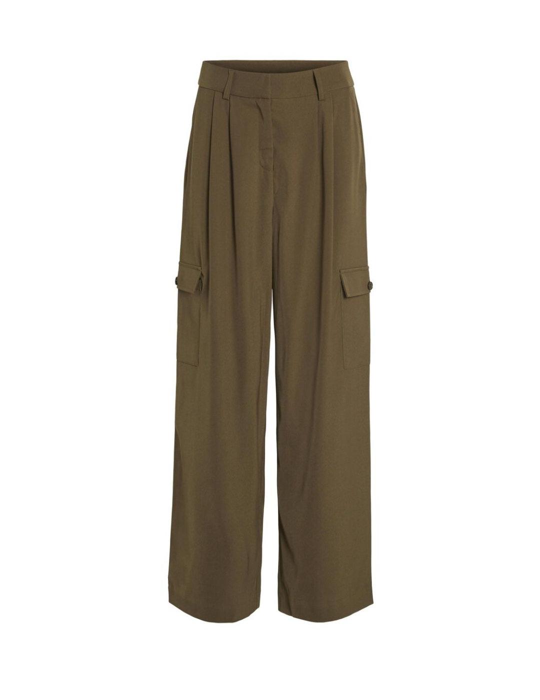 Pantalón Vila Winnie cargo verde ancho para mujer