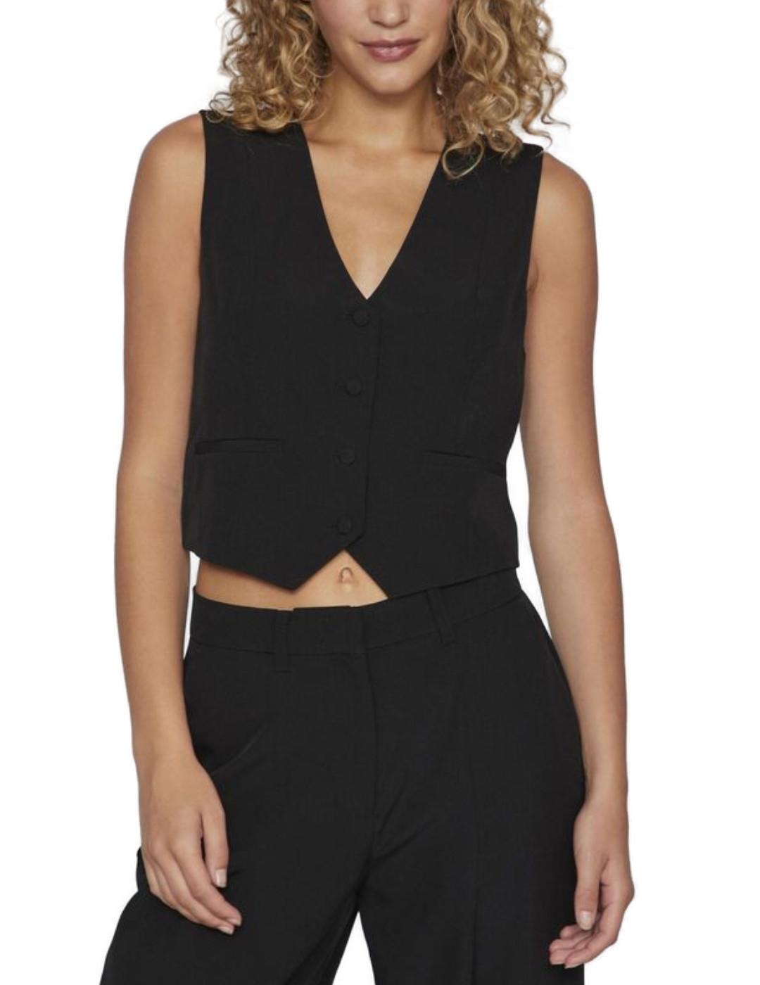 Chaleco Vila Simsa negro de traje cuello 'V' para mujer