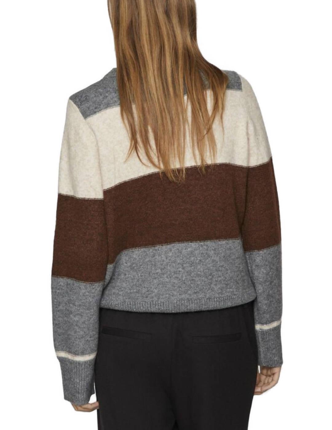 Jersey Vila Ellie gris claro/marrón hombros caídos de mujer