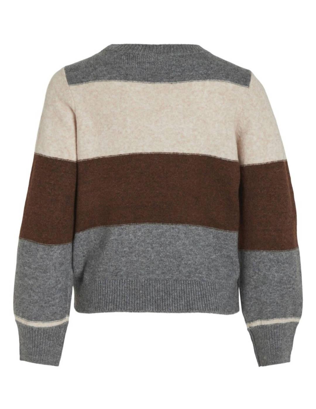 Jersey Vila Ellie gris claro/marrón hombros caídos de mujer