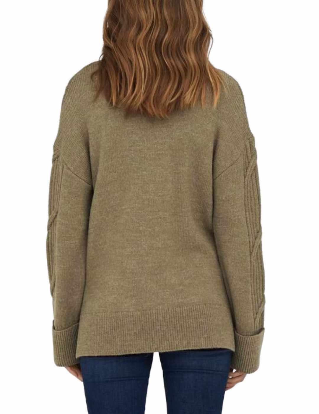 Jersey Only Leise marrón de punto hombros caídos para mujer