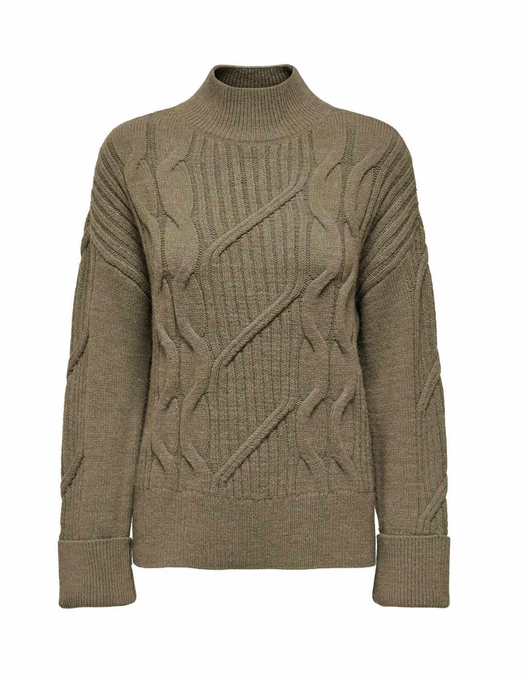 Jersey Only Leise marrón de punto hombros caídos para mujer