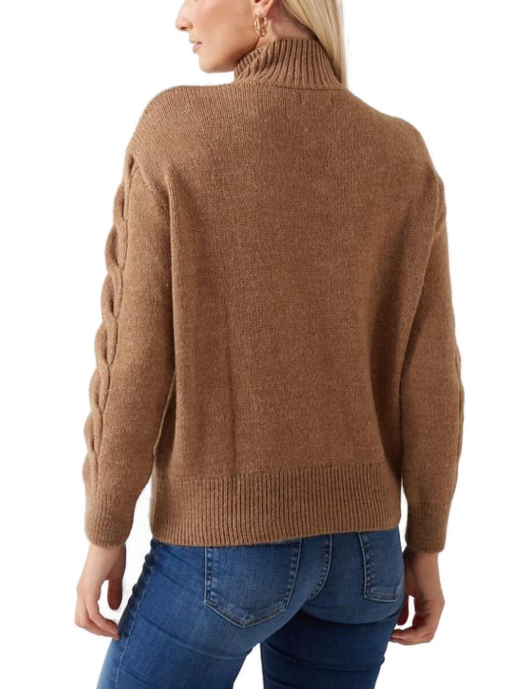 Jersey Only Leise cremallera marrón cuello alto para mujer