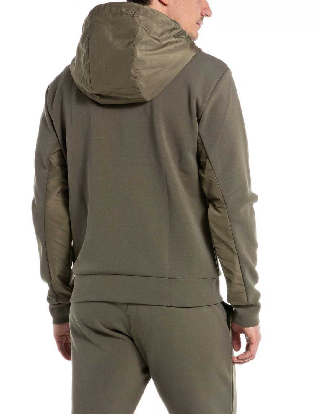 Sudadera Replay verde militar con capucha para hombre