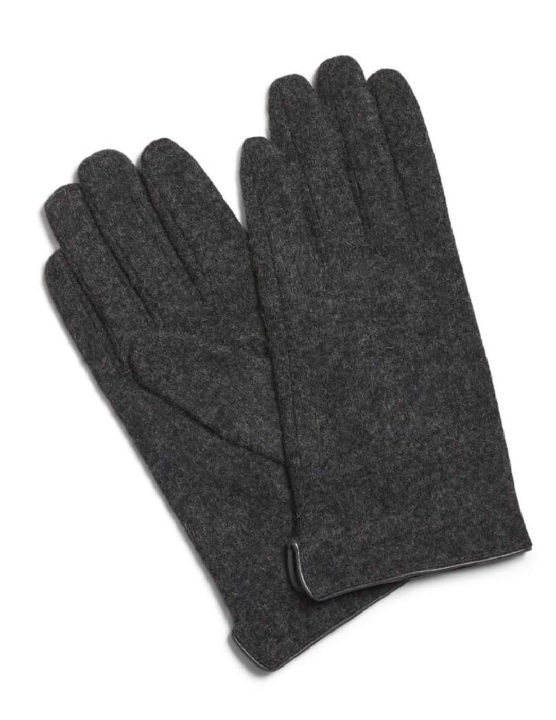 Guantes Vila Leoni gris oscuro de lana para mujer