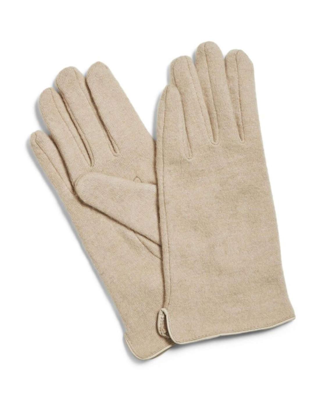 Guantes Vila Leoni beige de lana para mujer