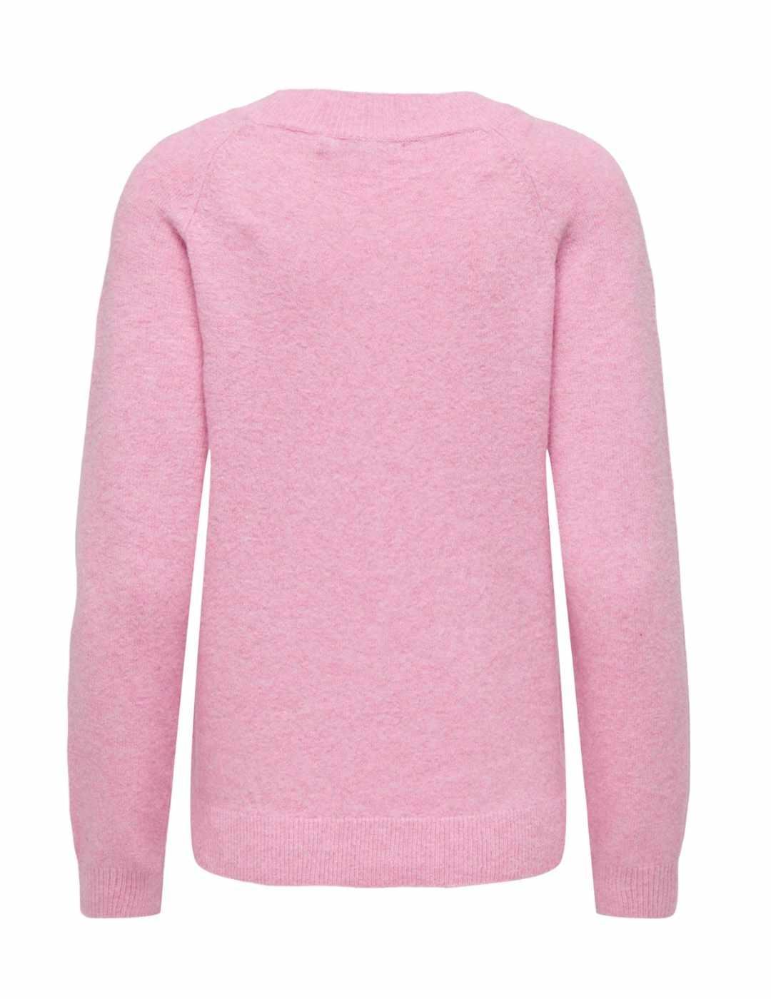 Jersey Only Rica rosa fino cuello redondo para mujer