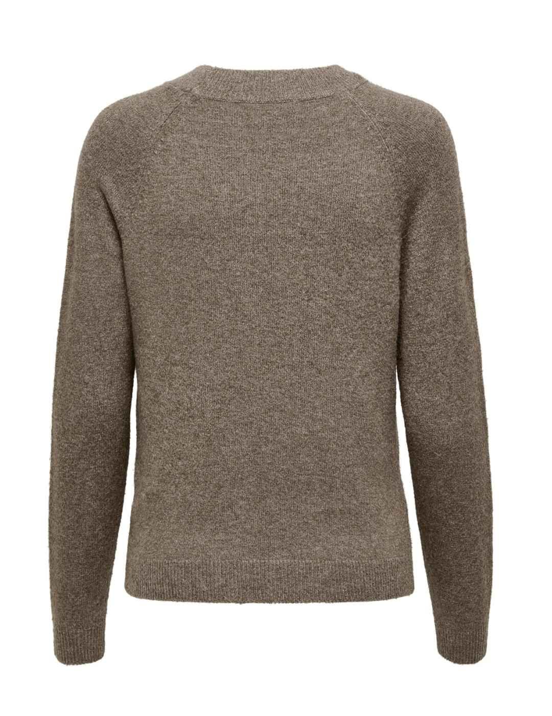 Jersey Only Rica marrón fino cuello redondo para mujer