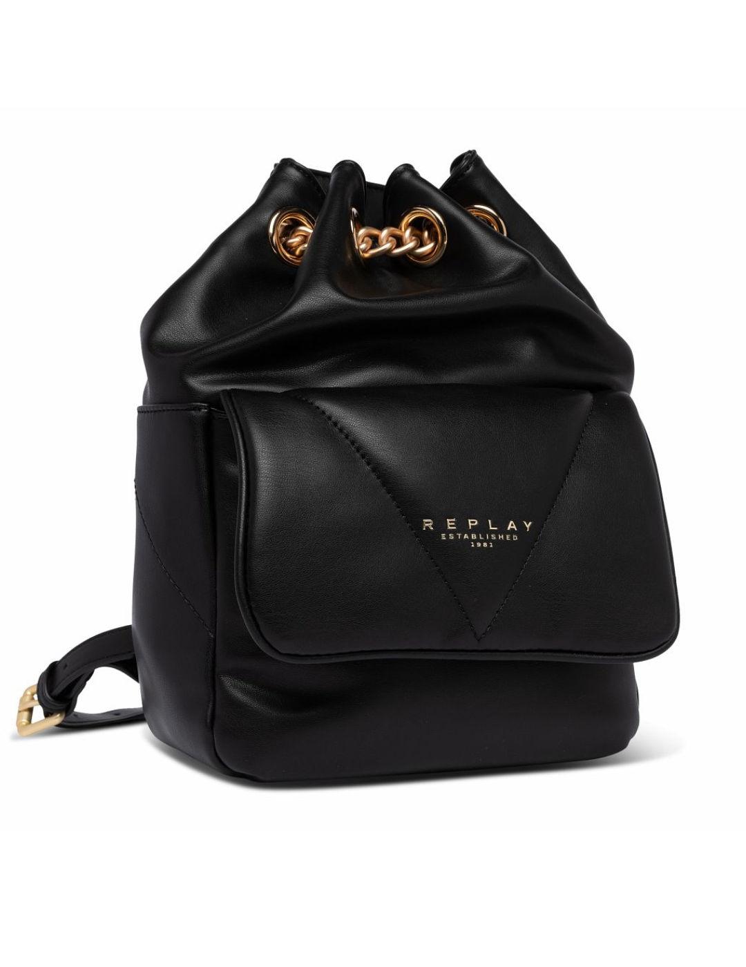Mochila tipo saco Replay negro para mujer