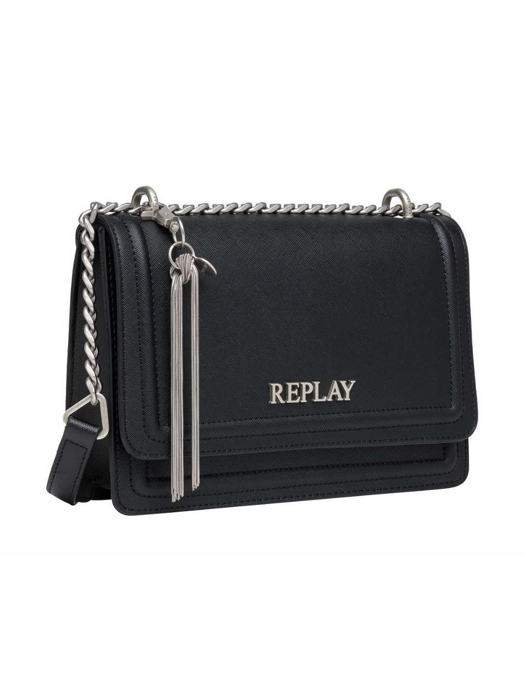 Bolso Replay negro mediano correa cadena para mujer