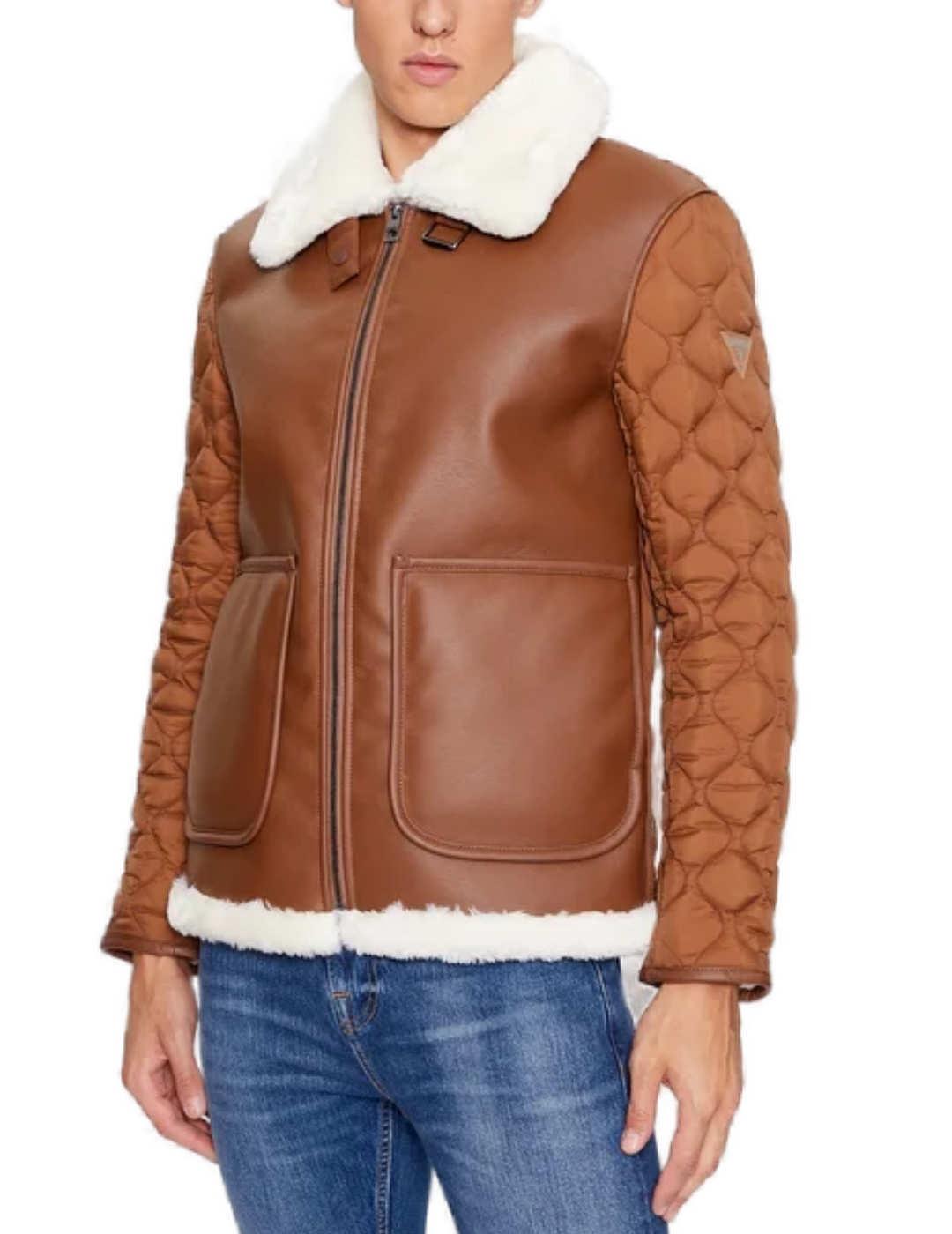 Chaqueta Guess Shearling camel con borreguillo para hombre