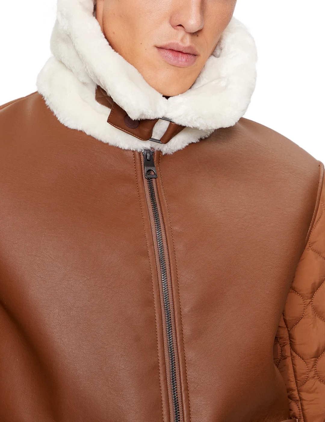 Chaqueta Guess Shearling camel con borreguillo para hombre