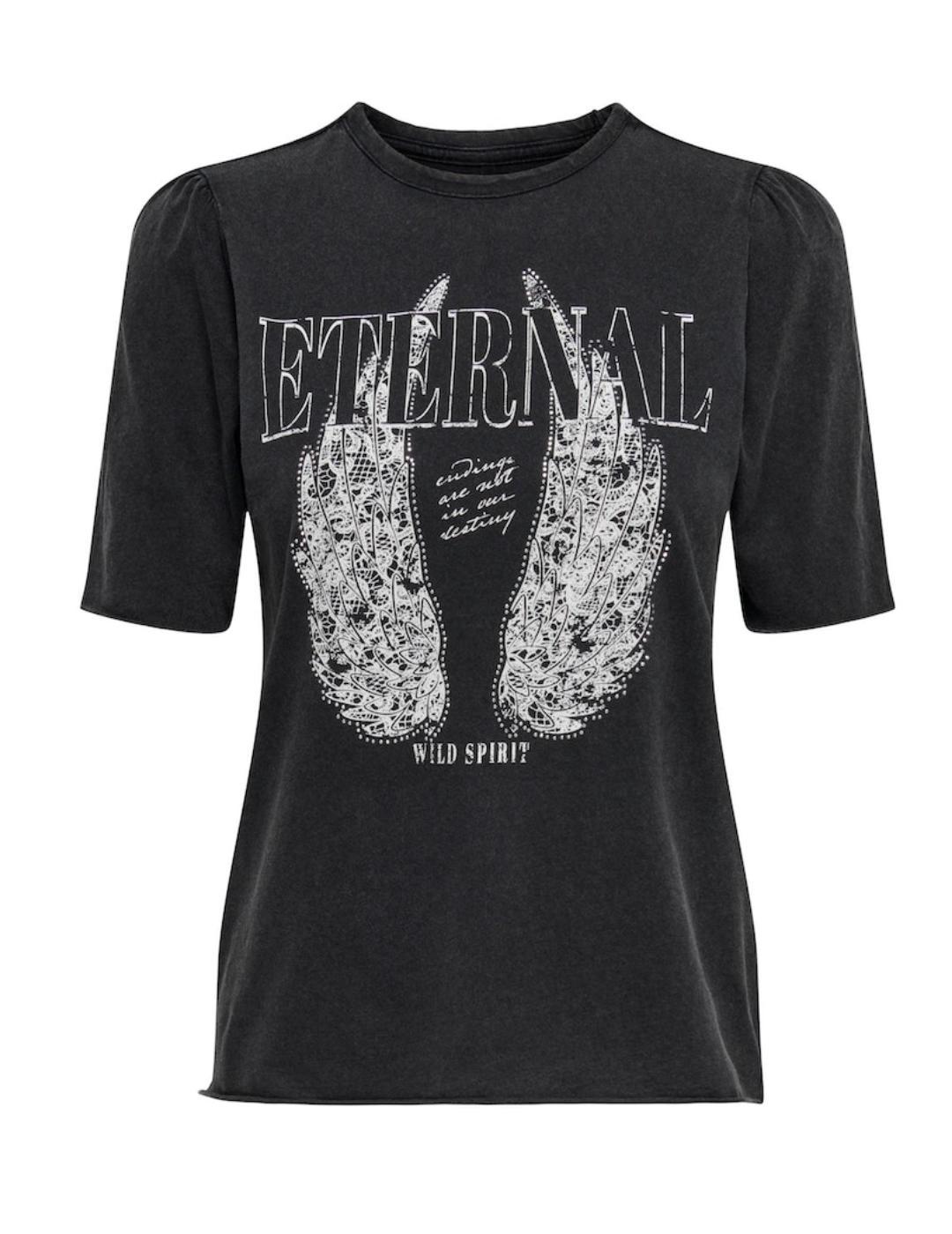 Camiseta Only Lucy negra manga corta de mujer