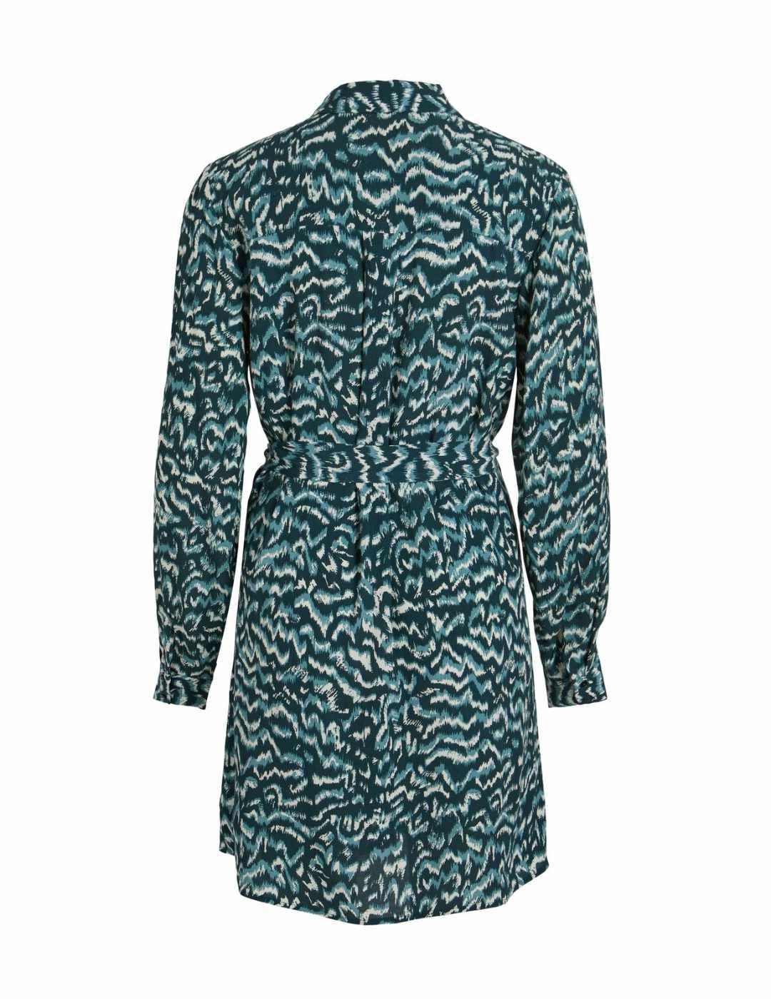 Vestido Vila Fulia verde estampado camisero para mujer