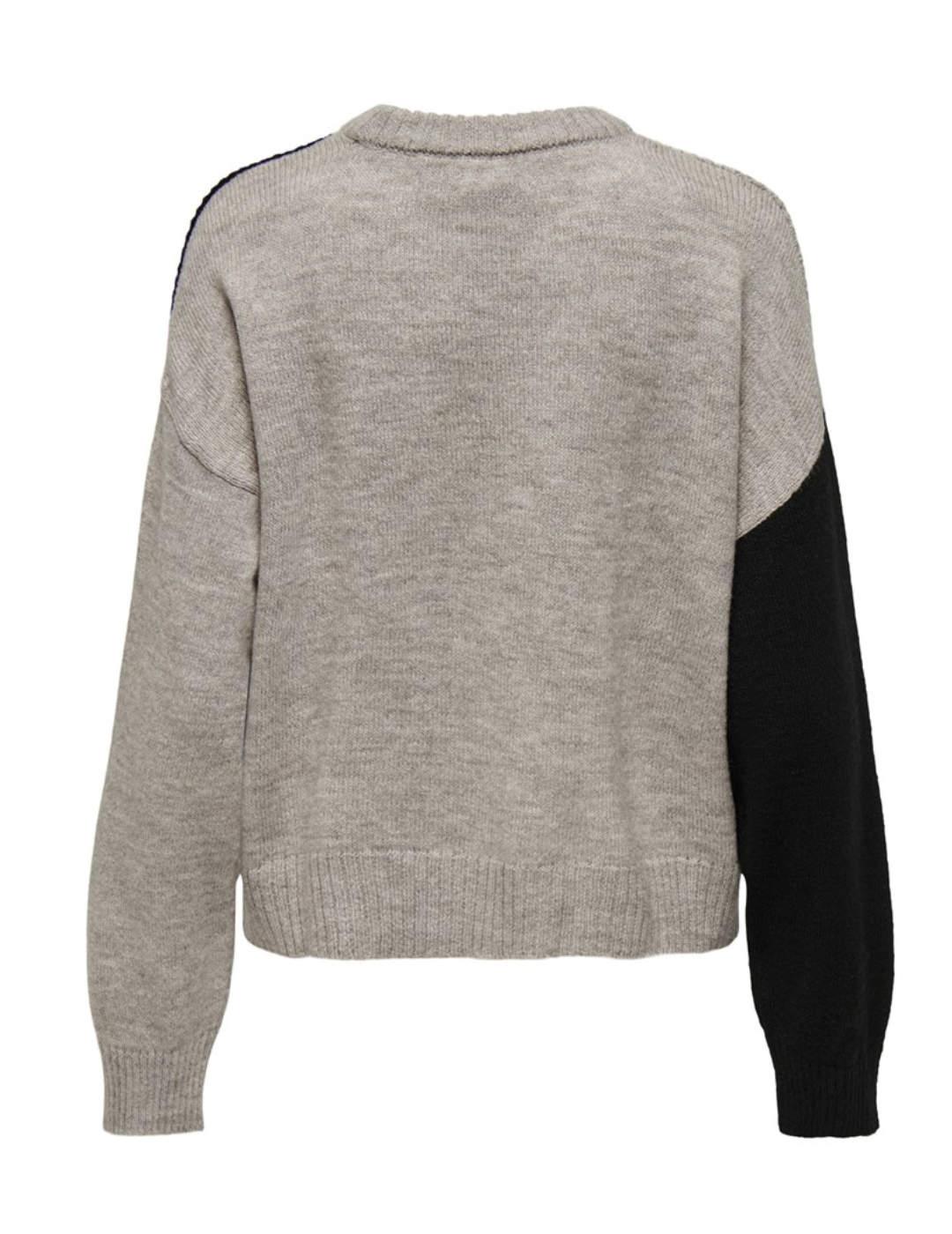 Jersey Only Filippa color block negro y gris de mujer