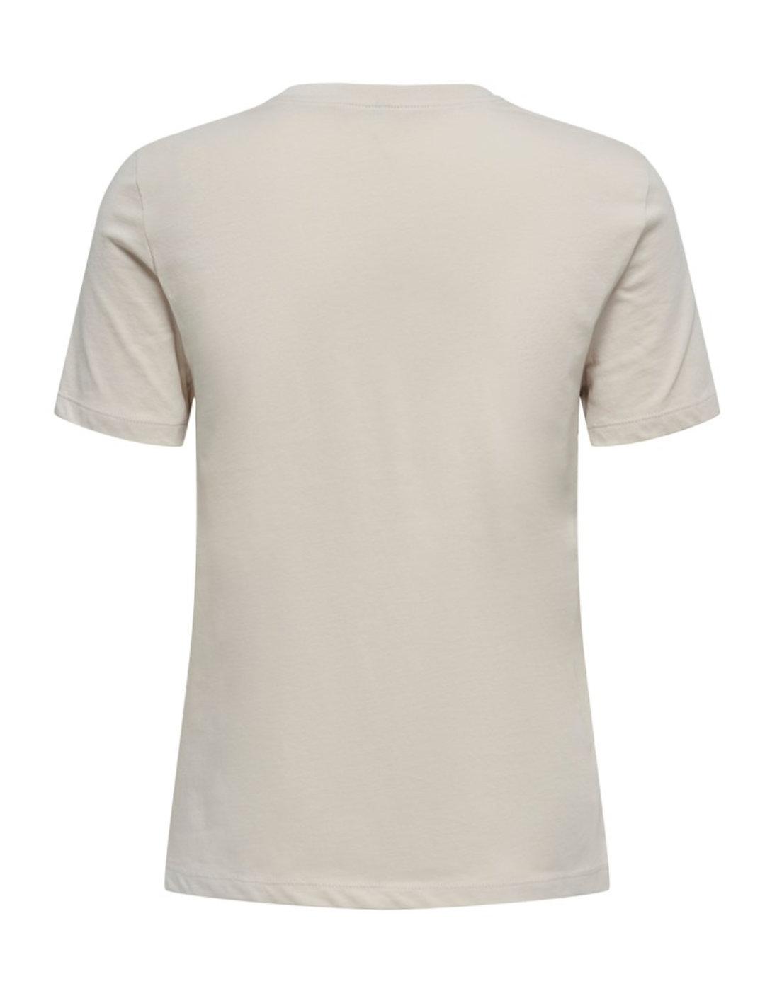 Camiseta Only Jenna beige manga corta para mujer#