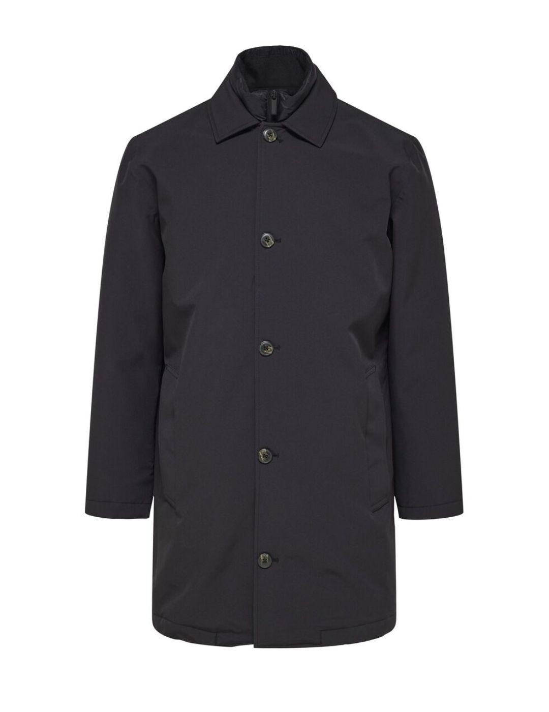 Abrigo Selected Alvin negro sin capucha para hombre