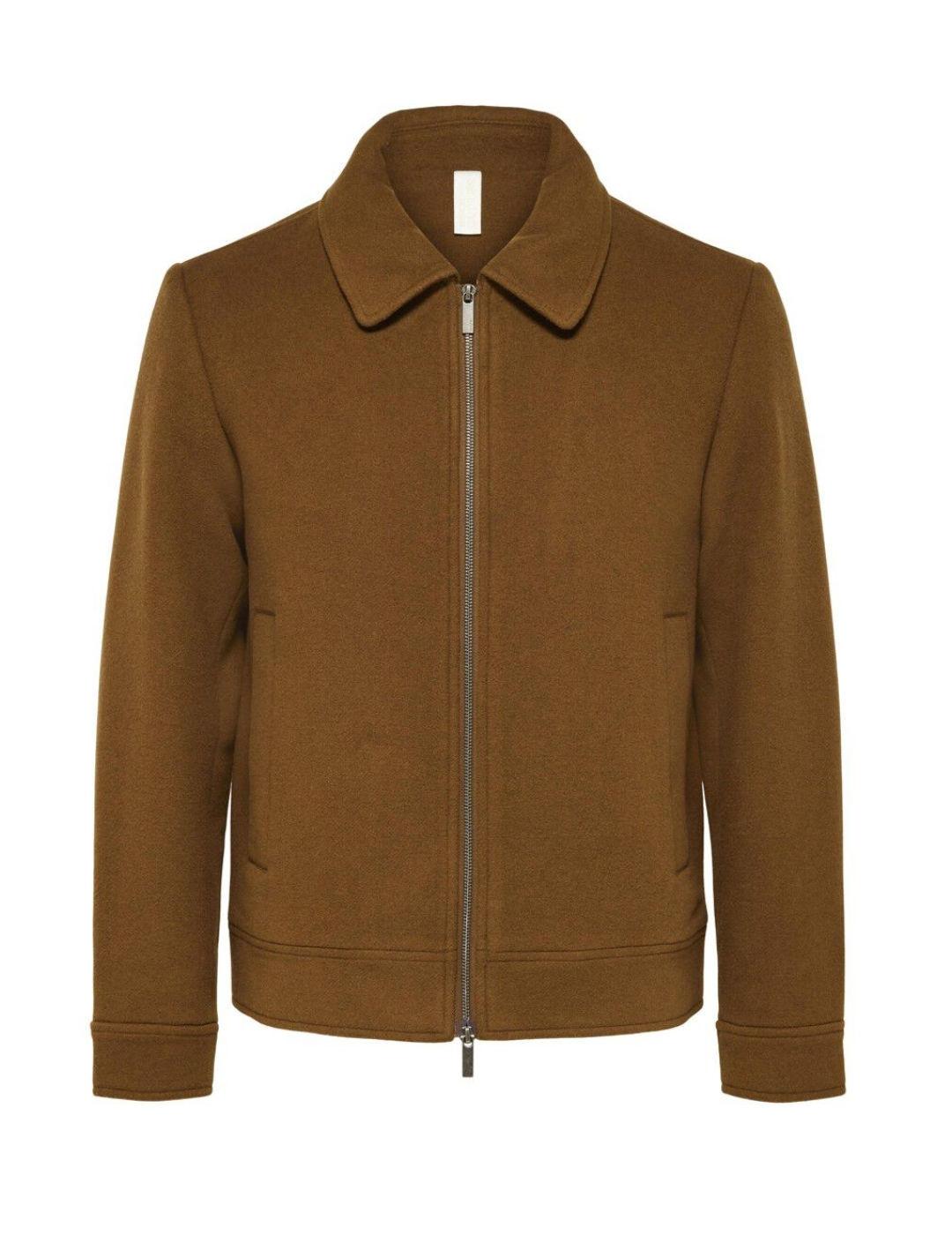 Chaqueta Selected Filip camel corte recto para hombre