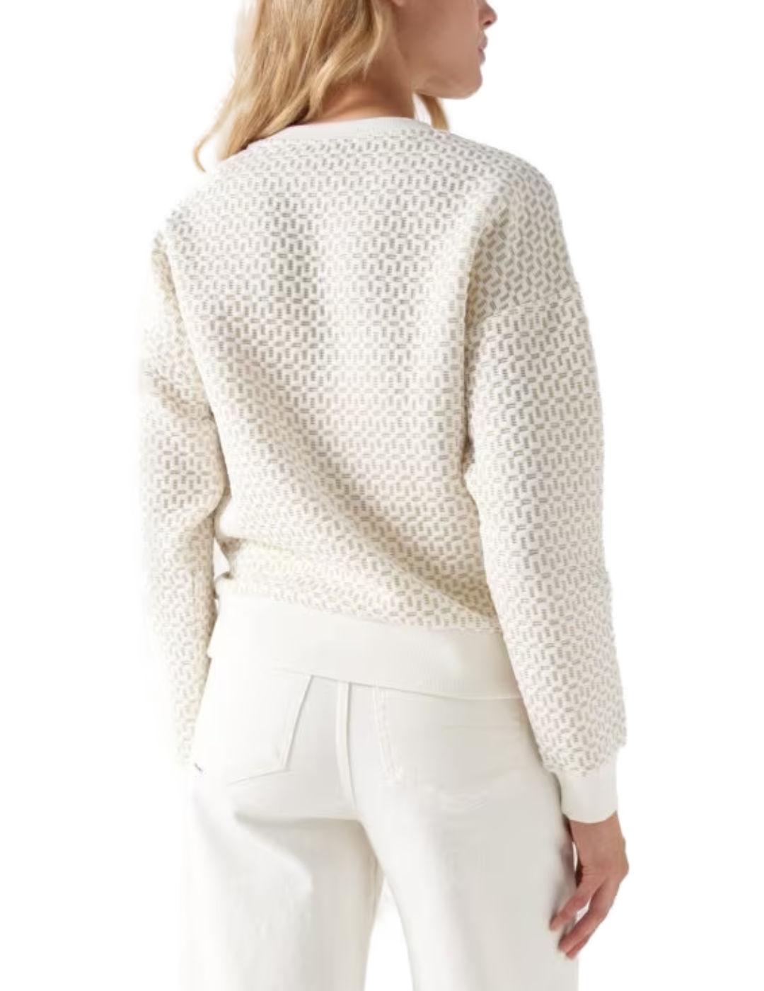 Sudadera Salsa cuello redondo blanca y dorada de mujer