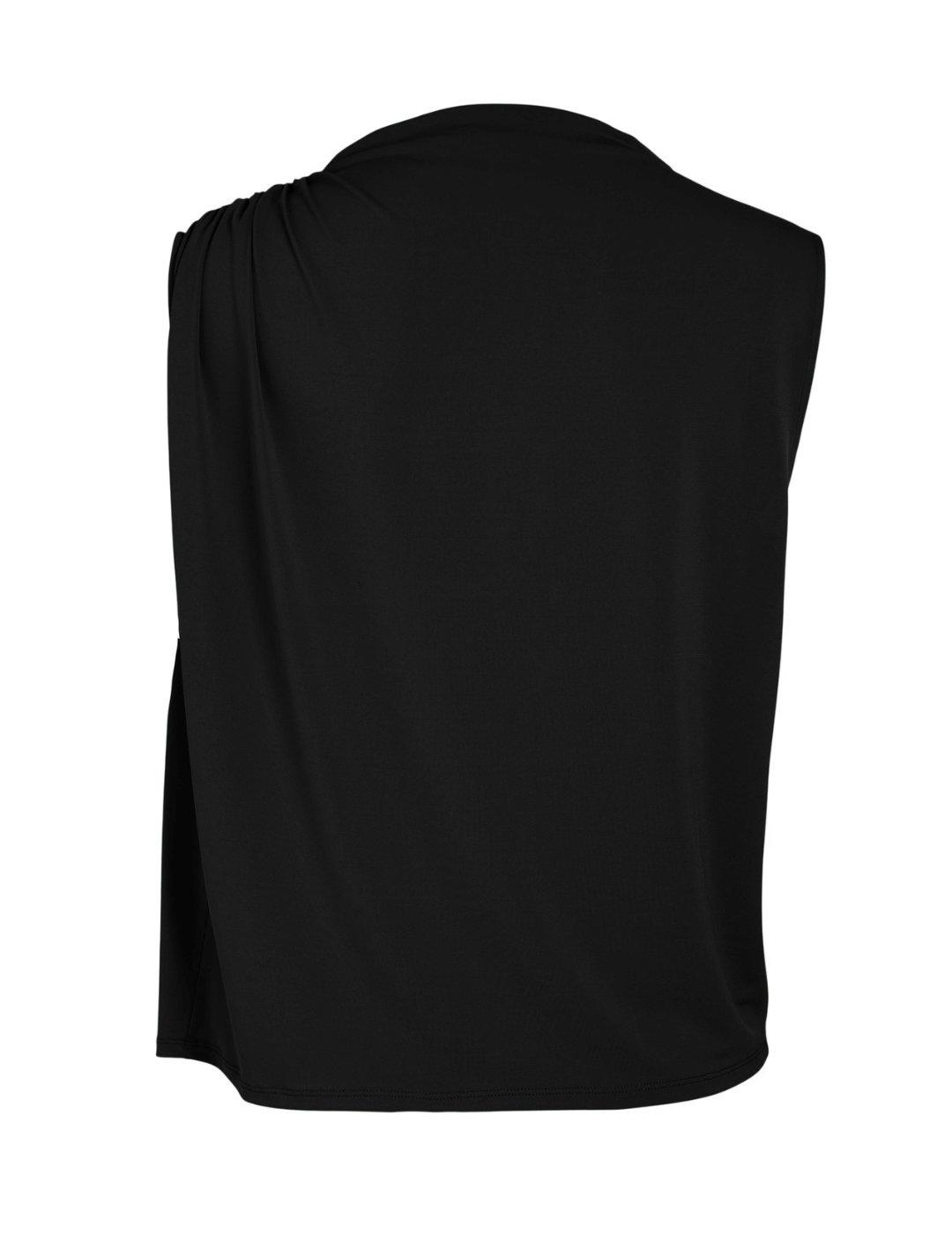 Camiseta Vila Phoenix ajustada negra fruncida para mujer